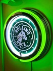Rolling Rock Beer Bar Man Cave Green Neon Style Led Clock Advertising Sign