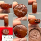 Ancient Carnelian Griffin Intaglio Seal Bead     Winged Lion Engraved Amulet Roman
