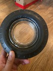Vintage Lot Of 2 Advertising Rubber Tire Ashtrays With Glass Inserts  32 