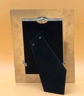 4x6 Biege Enamel Photo Frame With Pearls   Jewels Silver Tone Metal Surround