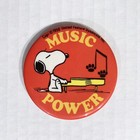 Vtg Peanuts Snoopy Button Music Power Charlie Brown Piano Punk Pinback Pin Usa