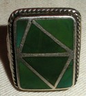 Vintage Navajo Great Green Turquoise Sterling Silver Ring Size 9 5 Vafo