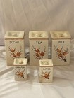 Vtg Occupied Japan S g k  Moriyama Pottery Cherry Blossom Canisters Lids Set 5