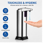 Touchless Automatic Soap Dispenser 250ml Chrome Look Sensor Bathroom Kitchen