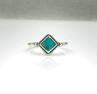 Dainty Square Cut Turquoise Twisted Rope Ring 925sterling Silver Daily Wear Ring