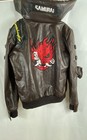 Cyberpunk 2077 Men s Samurai Leather Bomber Jacket Brown Cosplay Light Up Sz L