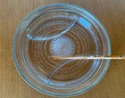 Vtg Wallace Sterling Silver Rimmed Etched cut Glass Divided Dish platter tray