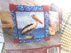 Herrschners Pelican Latch Hook Pillow Kit 16x16 Beach Seashore - Rare - Nip