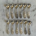 Set Of 12 Sterling Silver Antique Art Deco Individual Salt   Spices Spoon 3 25   