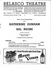 Bal Negre Playbill  Katherine Dunham  Eartha Kitt  Belasco Theatre  Obc Nyc 1946