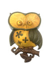 Set  2  Sexton Owls Cast Iron Wall Art 1970 Green Yellow Hanging 9   6 