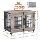 Dog Crate Furniture Dog Kennel Indoor Double Doors Wooden Cage   Cushion Gray