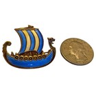  Ivar Holth Viking Norway Ship Sterling Silver Blue Guilloche Enamel Pin Brooch 