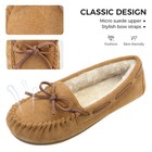Women s Moccasin Slippers Micro Suede Warm Faux Fur Pile Lined Lace-up Bow Co   