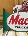 Mack Trucks Flange Sign 2 Sided Gas Oil Parts Bull Dog Vintage Style Wall Decor