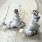 Vtg Mcm 1950s 3  White Pink Gold Porcelain Spaghetti Dog Poodle Figurines Japan