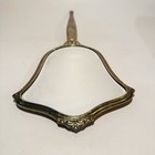 Victorian Ornate Vanity Hand Mirror 15  Silver W Elegant Gold Floral Accents