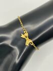 Vintage Avon Gold Tone Ribbon Bow Charm Ankle Bracelet - Anklet