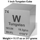 1  Inch Pure Tungsten Density Element Metal Cube Engraved Periodic Table Design