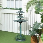 3 In 1 Outdoor Pedestal Bird Bath Feeder Planter Decor  Green