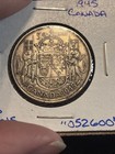 1945 Canada 50 Cents Canadian Silver Half Dollar    0526007    50c