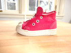 Vintage Unbranded High Top Kids Red Canvas Sneakers Size 6 Made In Usa