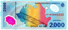 1999 Romania 2000 Lei Polymer Banknote P111b Solar Eclipse Polymer Folder