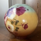 Antique 9 5    Hand Painted Round Ball Globe Hurricane Oil Or Electric Lamp Shade