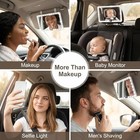 Car Sun Visor Vanity Mirror  3 Light Modes   60 Leds  Rechargeable White 1 Pack