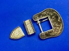 3 Piece Set Ranger Style Flower Swirl Ornate Western Nos Belt Buckle