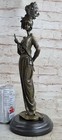 Vintage Maiden Garden Flowers Bronze Marble Statue Sculpture Art Deco Artwork Nr