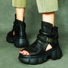 Summer Ankle Boots Women Genuine Leather Gladiator Sandals Platform Creeper Shoe