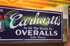 Rare Carhartt Overall Dealer Porcelain Metal Sign Work Wear Denim Train Heart