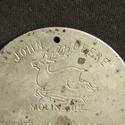 John Deere Moline Il Metal Sample Tag Medallion Van Brunt Steel Box Drills