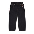 Derschutze Patchwork Cherry Blossom Embroidery Denim Pants Vintage Baggy Jeans