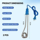 2-pack Immersion Water Heater  1500w 110v Portable Submersible Electric Blue