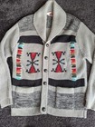 Vtg Miller Outerwear 70s Chunky Knit Cardigan Sweater Southwest Aztec Mens Xl