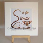 Siamese Cat Art Gold Mounted Print From Original Painting By Suzanne Le Good