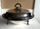 Vintage Wm Rogers Silverplate Lidded Footed Serving Bowl 10 5  Wide