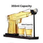 Whiskey Pistol Decanter Set Glass Bottle With Wooden Stand Barware Gift