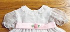 Vintage Baby Togs Girl Dress 12 Mo White Lace Pink Satin Tie Belt Short Sleeve