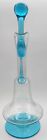 Vintage Teal Blue Art Glass Mid Century Modern Mcm Wine Decanter With Stopper