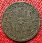 Uruguay 1869-a Bronze 4 Centesimos  Coin Alignment  Great Condition  Km  13