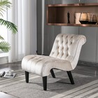 Armless Tufted Accent Chair Lounge Chairs With Solid Wood Legs For Apartment