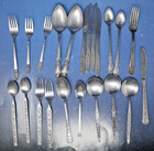 Vtg Flatware Lot Mixed Style Floral Mid Century 1970s Flower Spoon Fork Knife