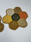 Vintage 1970s Crocheted Yarn Flower Shaped Hot Pad Kitchen Decor Boho Earth Tone