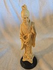 Vintage Fu Manchu Oriental Royal Statue Chinese Asian On Pedestal 11   tall