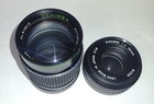 2 Vintage Manual Focus Camera Lenses Hanimex   Ricoh Rikenon