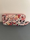 Vera Bradley Pink Multicolor Floral Zip-around Wallet Zipper Credit Card