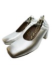 Alohas Leather Pumps Womens Eur 36 Us 6 Agent Anklet Shimmer Silver Spain Chic
